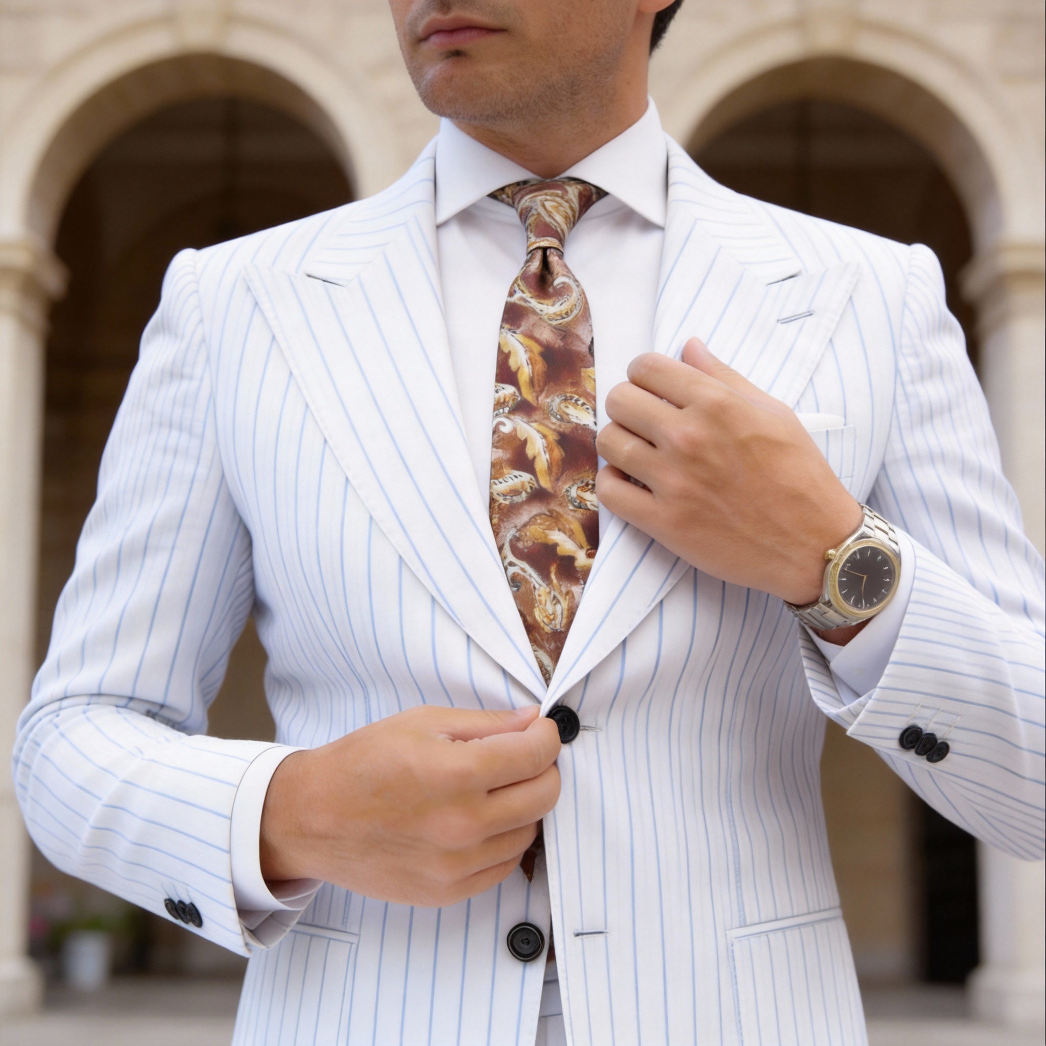 Brown With Gold Paisley Necktie