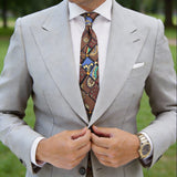 Brown With Colorful Paisley & Geometric Necktie