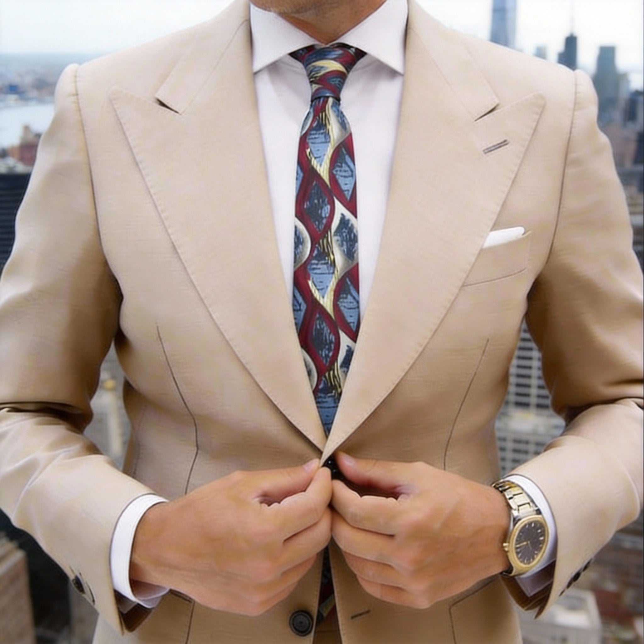 Maroon With Blue Abstract Necktie