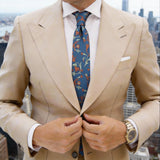 Blue With Red Floral Vine Necktie