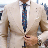 Blue With Red Floral Vine Necktie