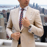 Gray With Red Blue Geometric Wave Necktie