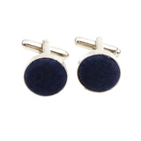 Silver Navy Blue Solid Cufflink