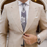 Purple With White Floral Necktie