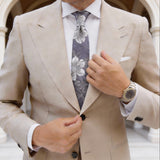 Purple With White Floral Necktie