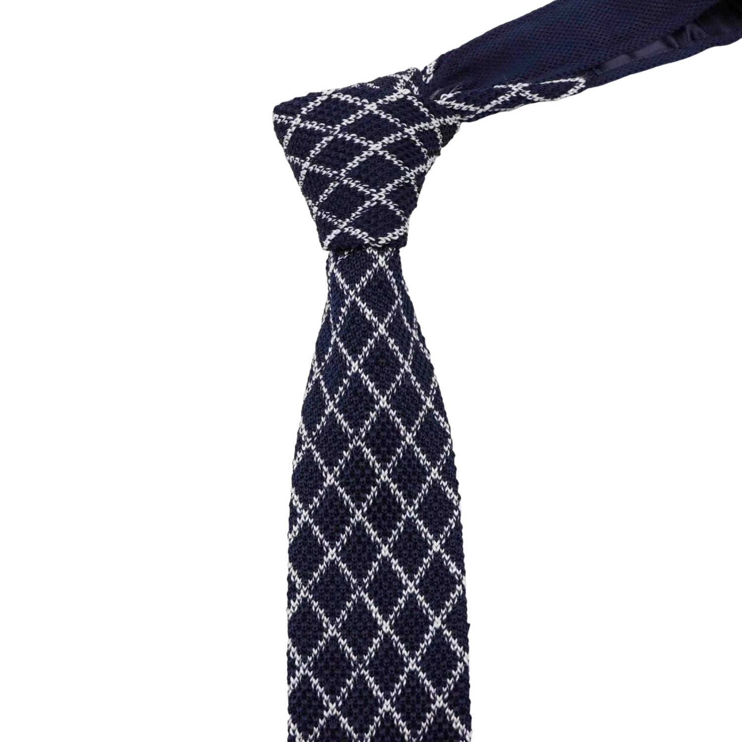 Navy With White Diamond Necktie