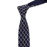 Navy White Diamond Knitted Tie