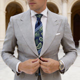 Navy Blue With Green Paisley Necktie