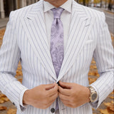 Light Purple Necktie With Gray Paisley Pattern