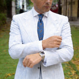 Blue With Brown Oval And Dot Necktie