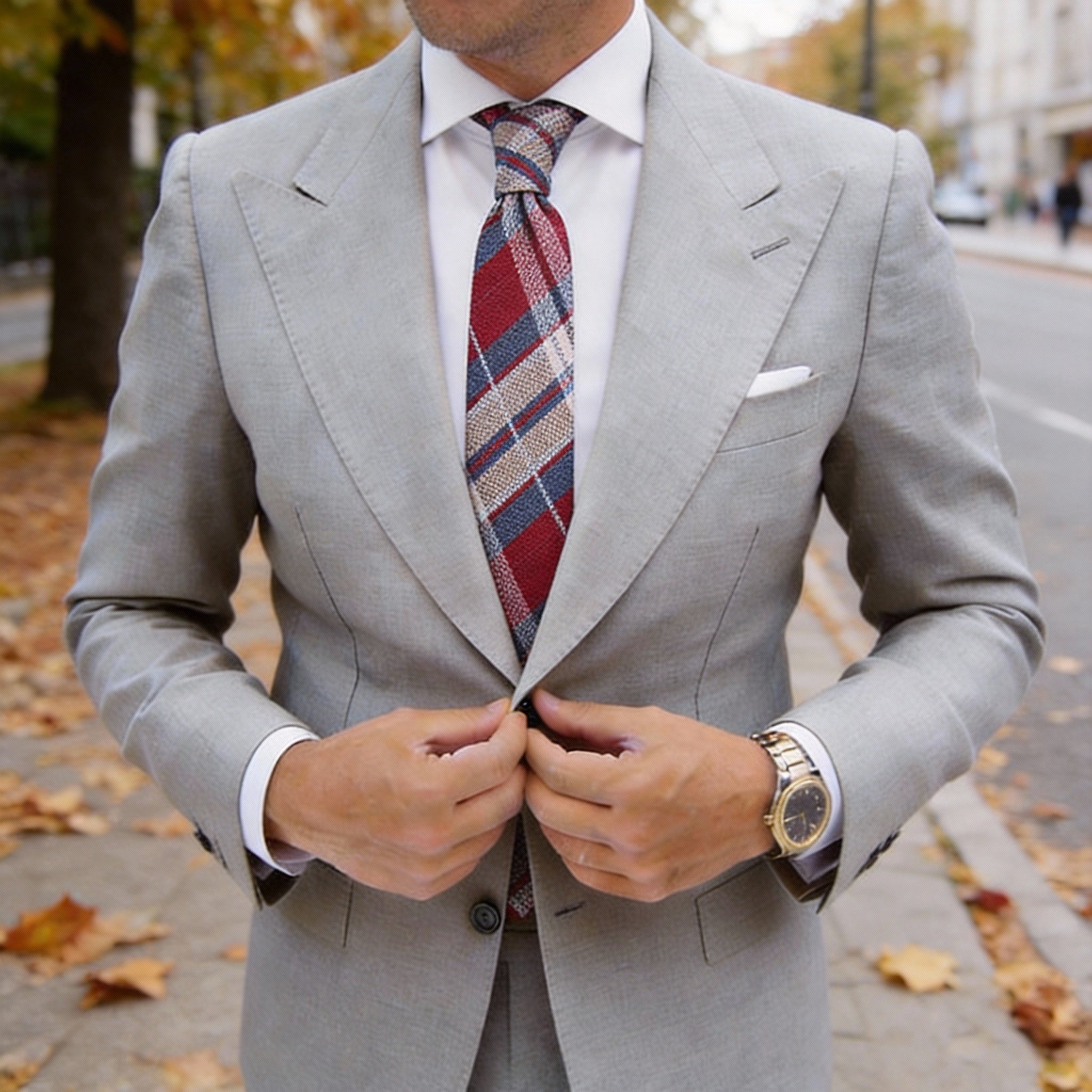 Red With Red-Blue-White Plaid Necktie