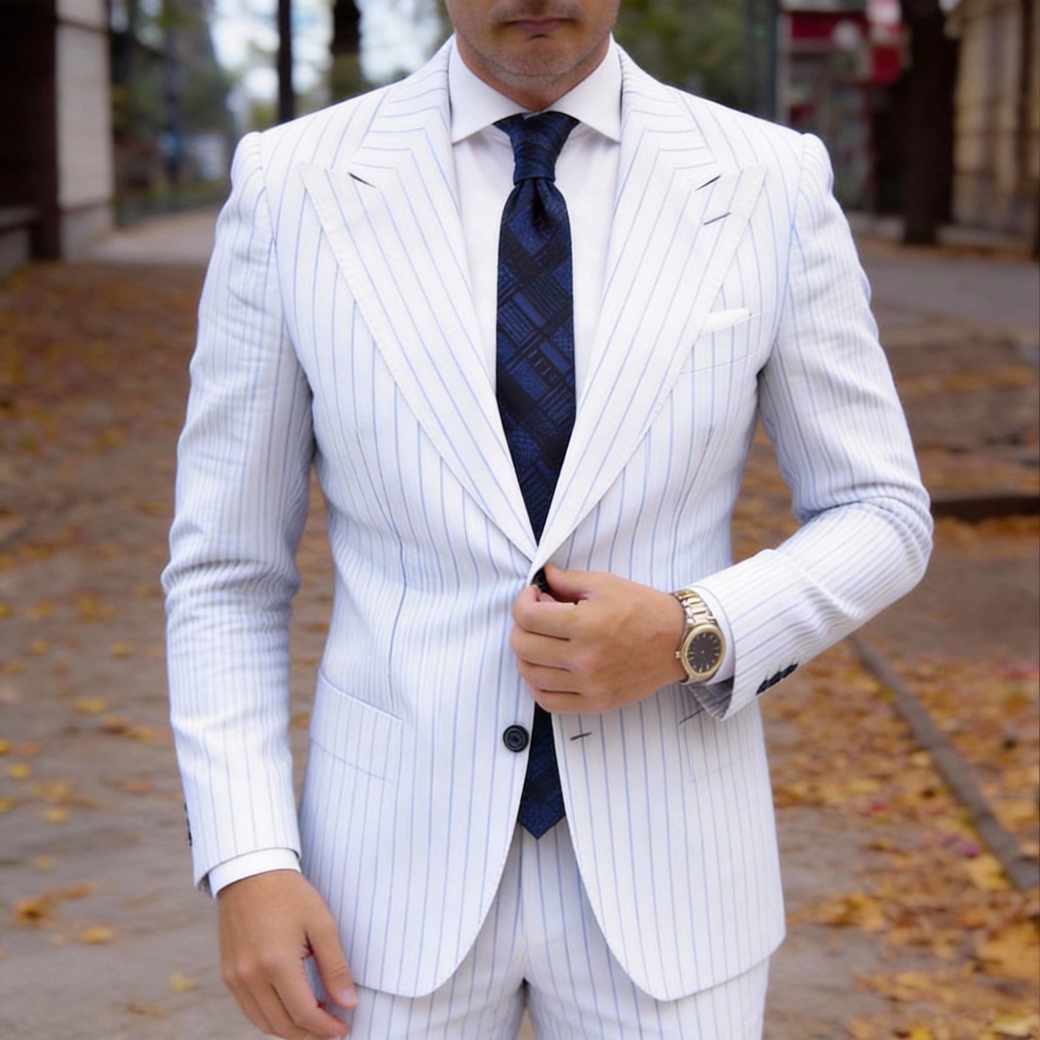 Black With Gray Geometric Pattern Necktie