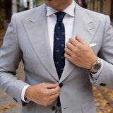 Navy Blue With Brown Dog Necktie