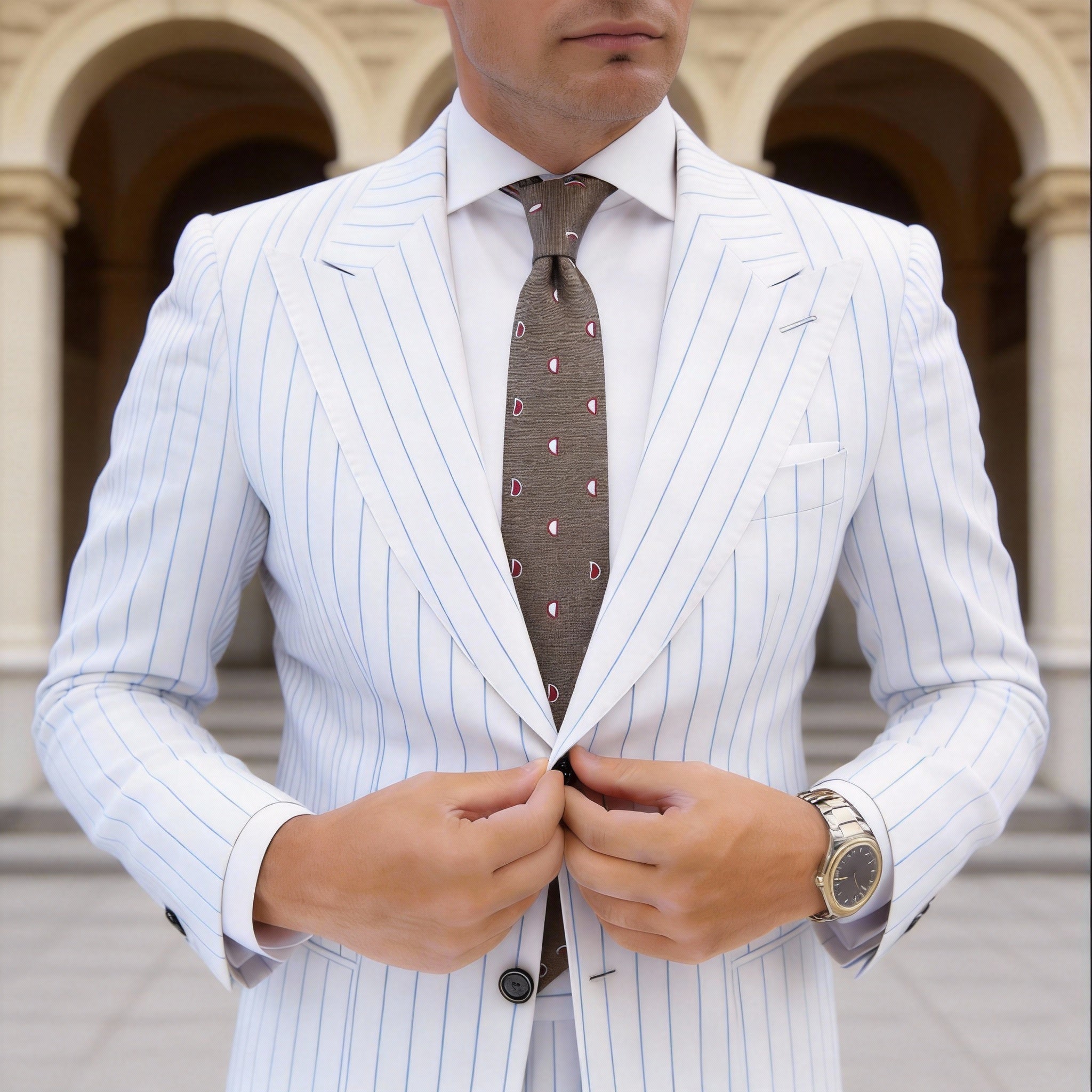 Brown With Red Teardrop Necktie