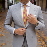 Yellow Red Grid Floral Necktie