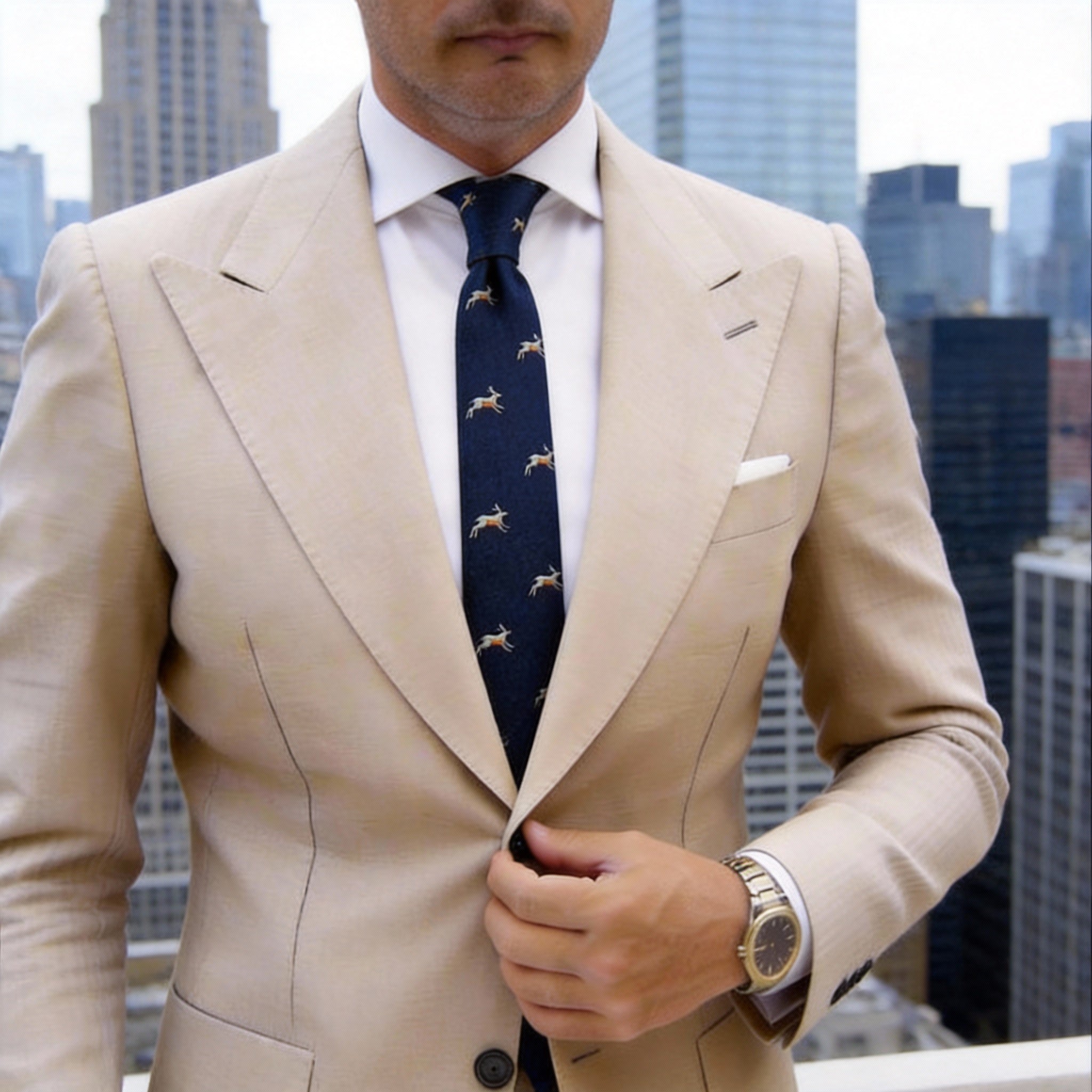 Navy Blue With White Rabbit Necktie