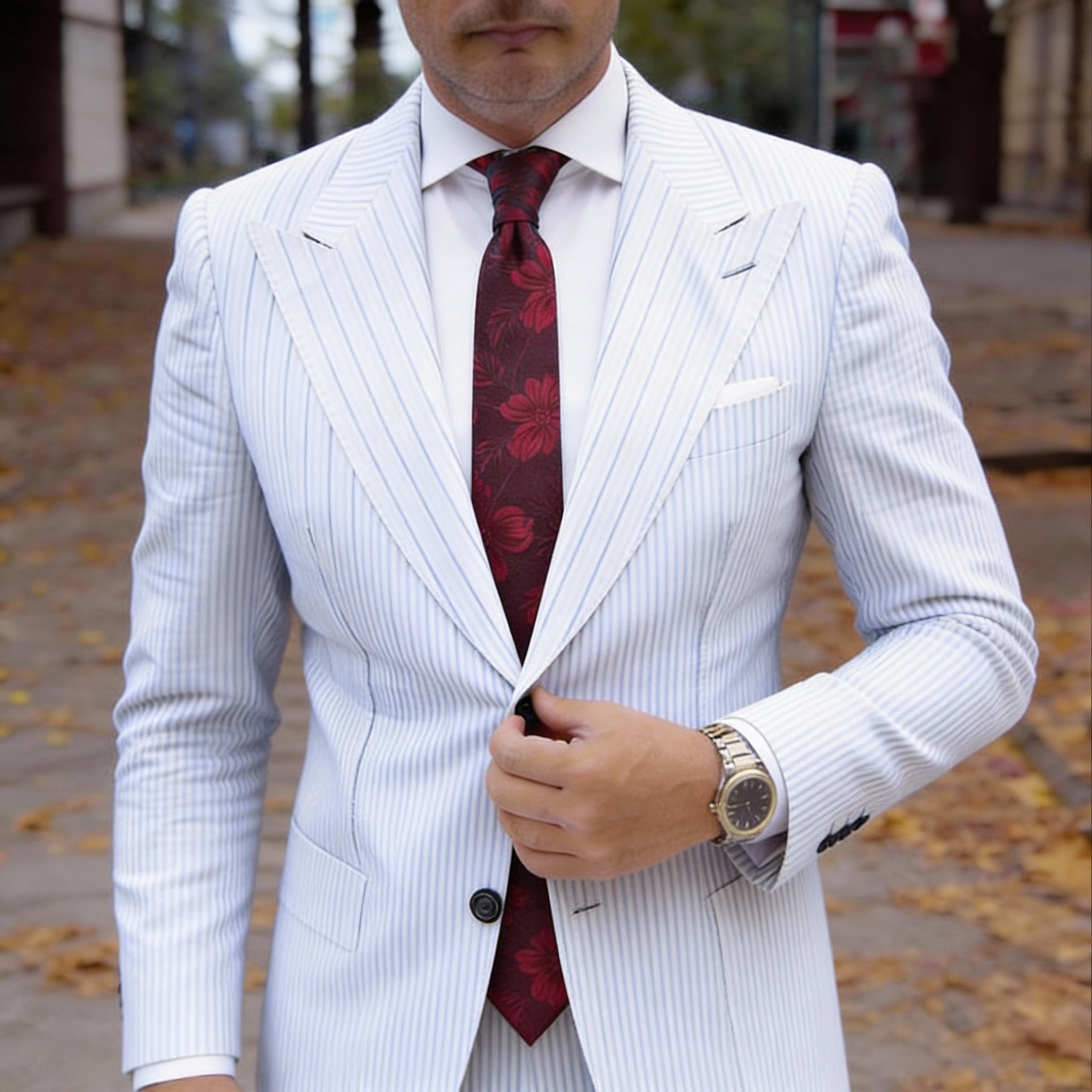 Burgundy With Red Floral Necktie