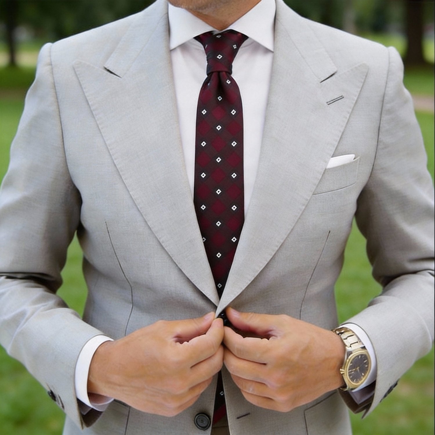 Maroon with Black White Checkered Necktie