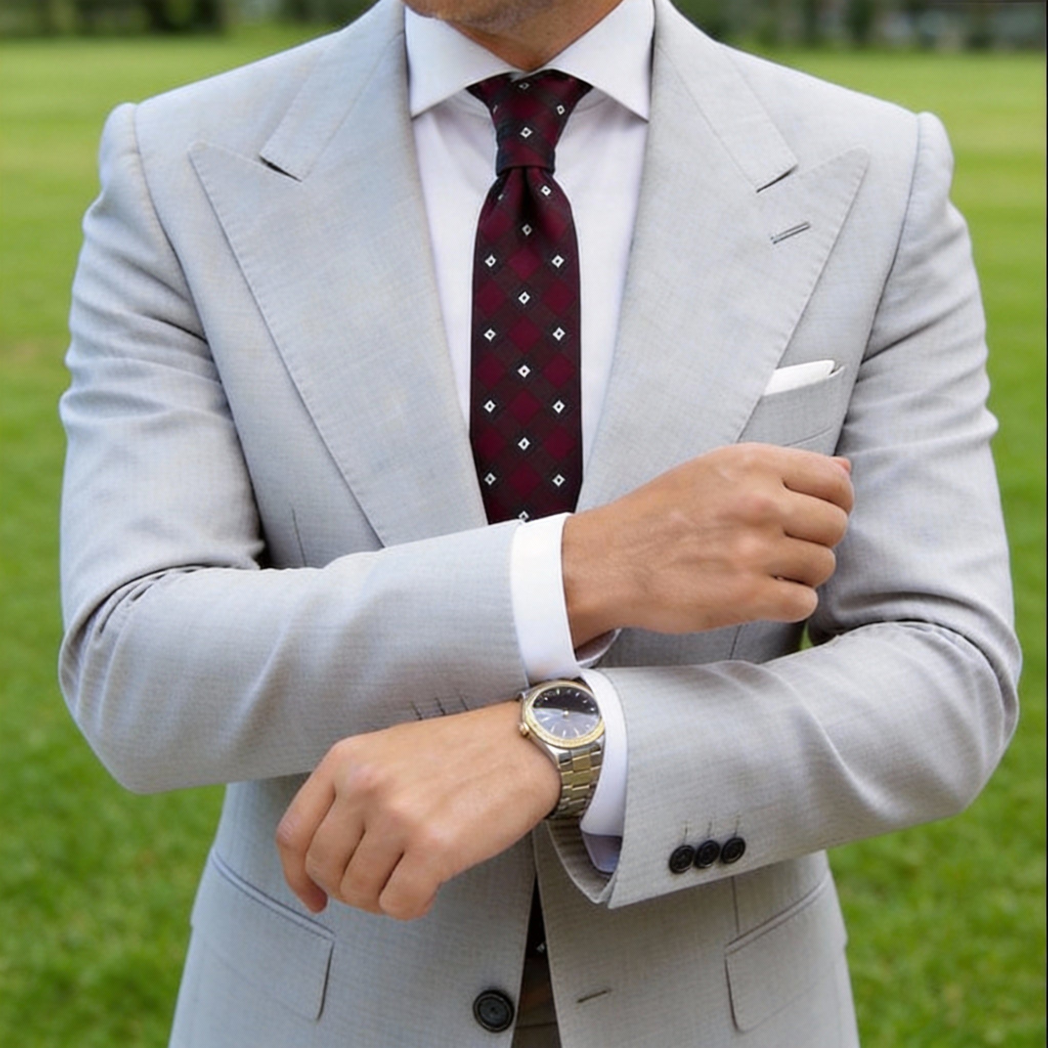 Maroon with Black White Checkered Necktie
