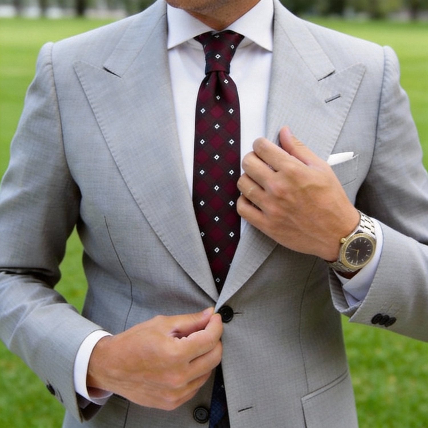 Maroon with Black White Checkered Necktie