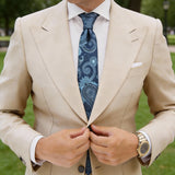 Navy Blue With Light Blue Paisley Necktie