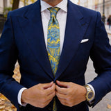 Yellow With Blue Paisley Necktie