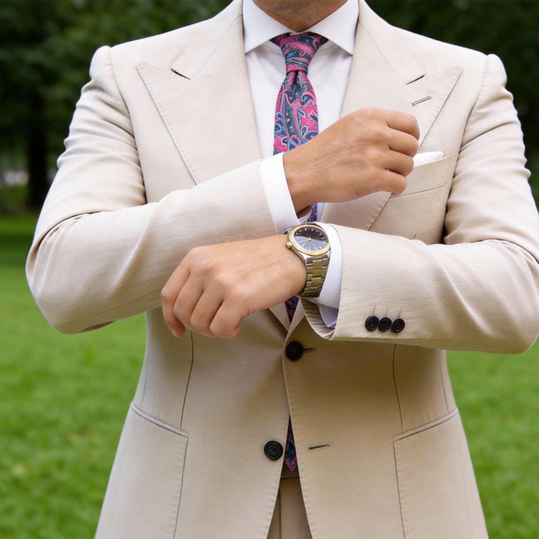 Pink With Blue Paisley Necktie