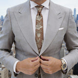 Brown With White Floral Necktie