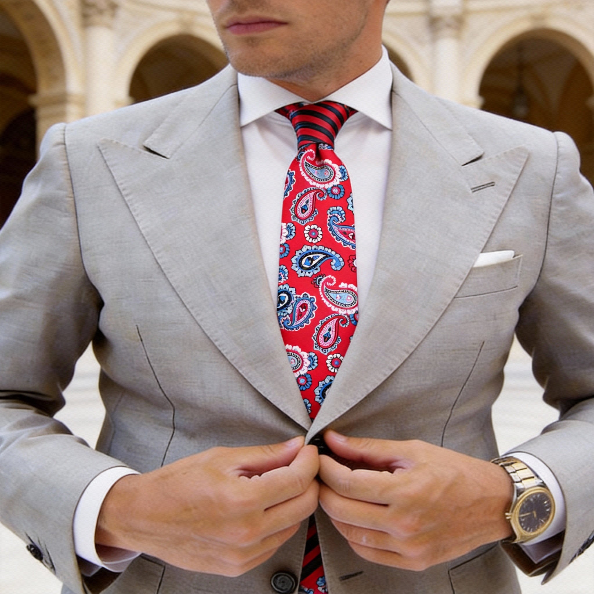 Red with Blue Paisley Necktie