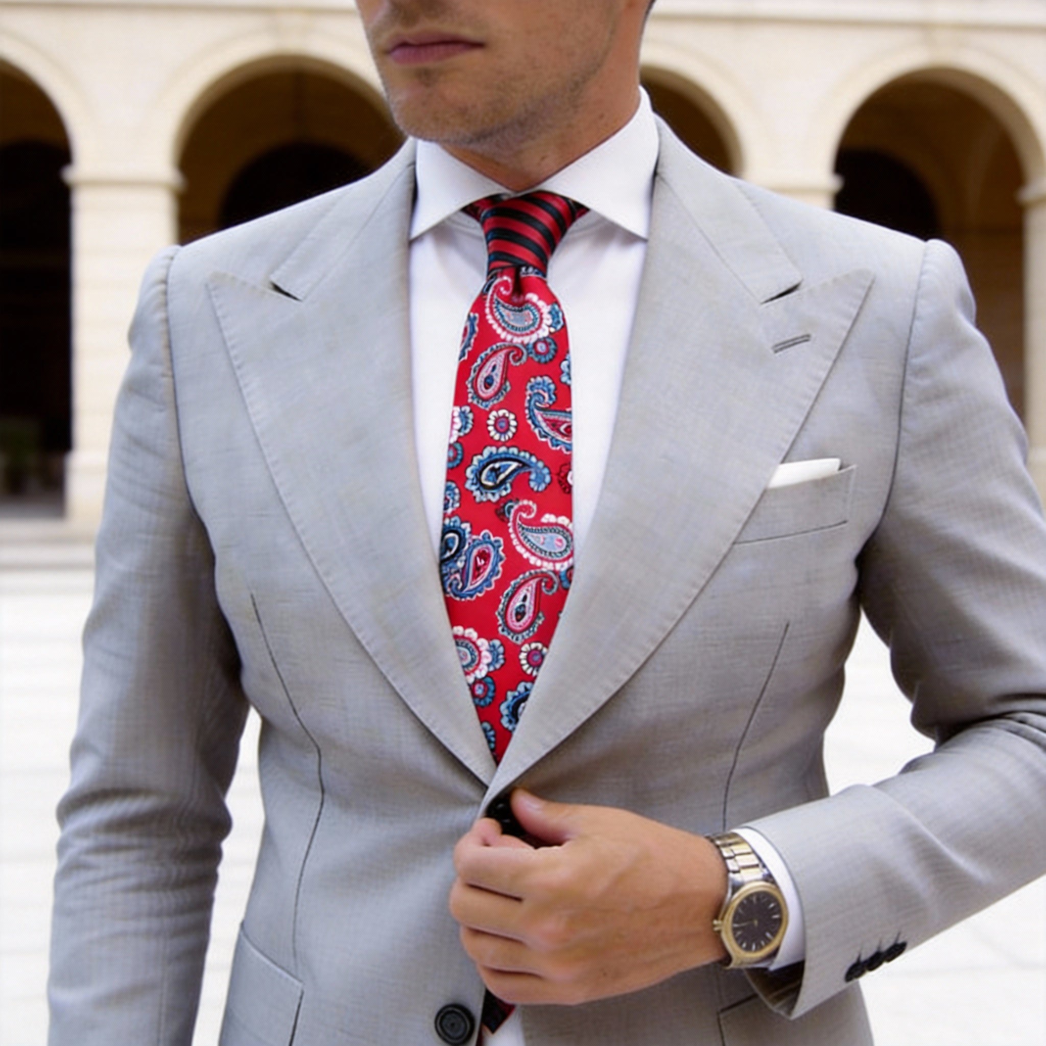 Red with Blue Paisley Necktie