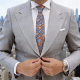 Orange With Blue Paisley Necktie