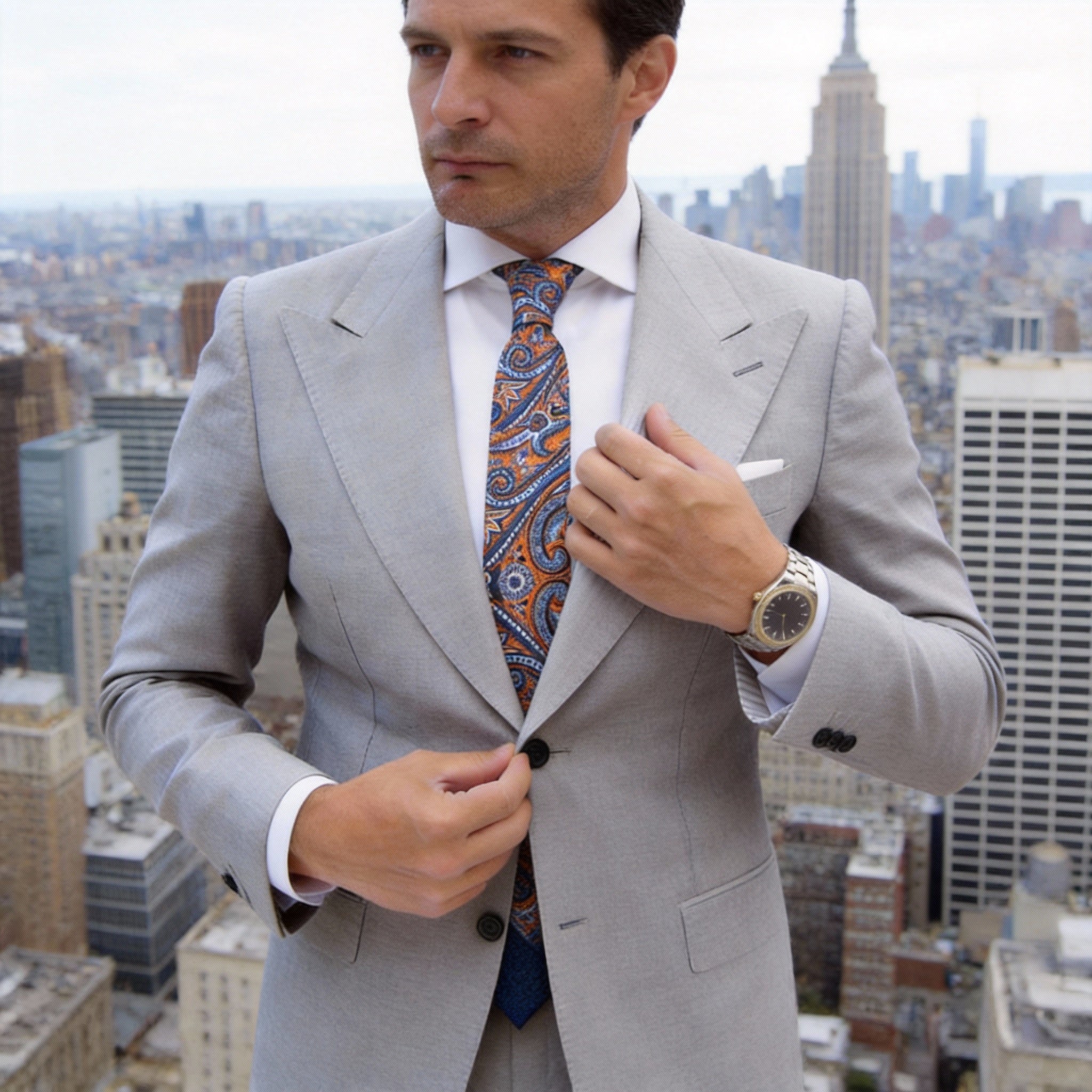 Orange With Blue Paisley Necktie