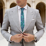 Green With Blue Paisley Necktie