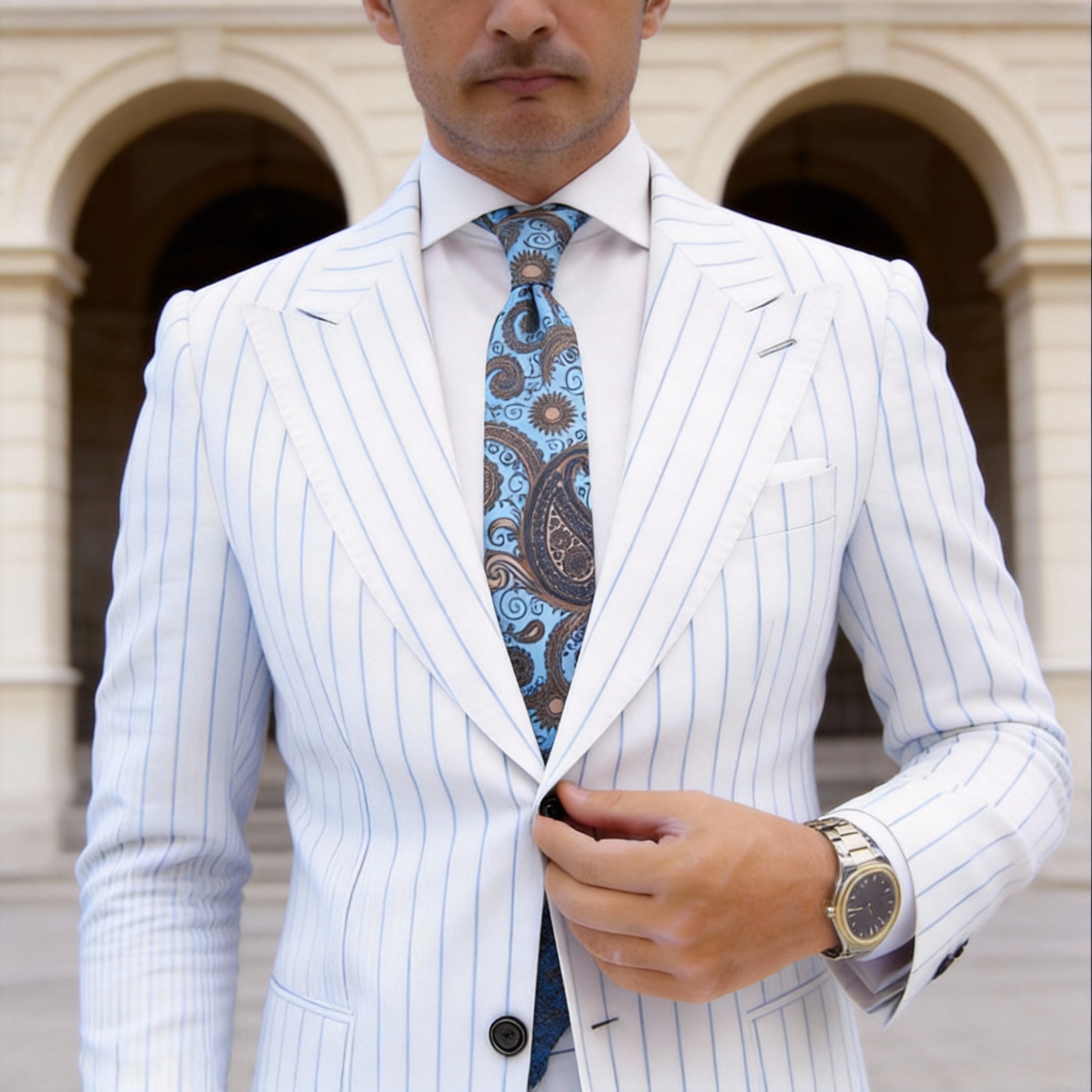 Blue With Brown Paisley Necktie