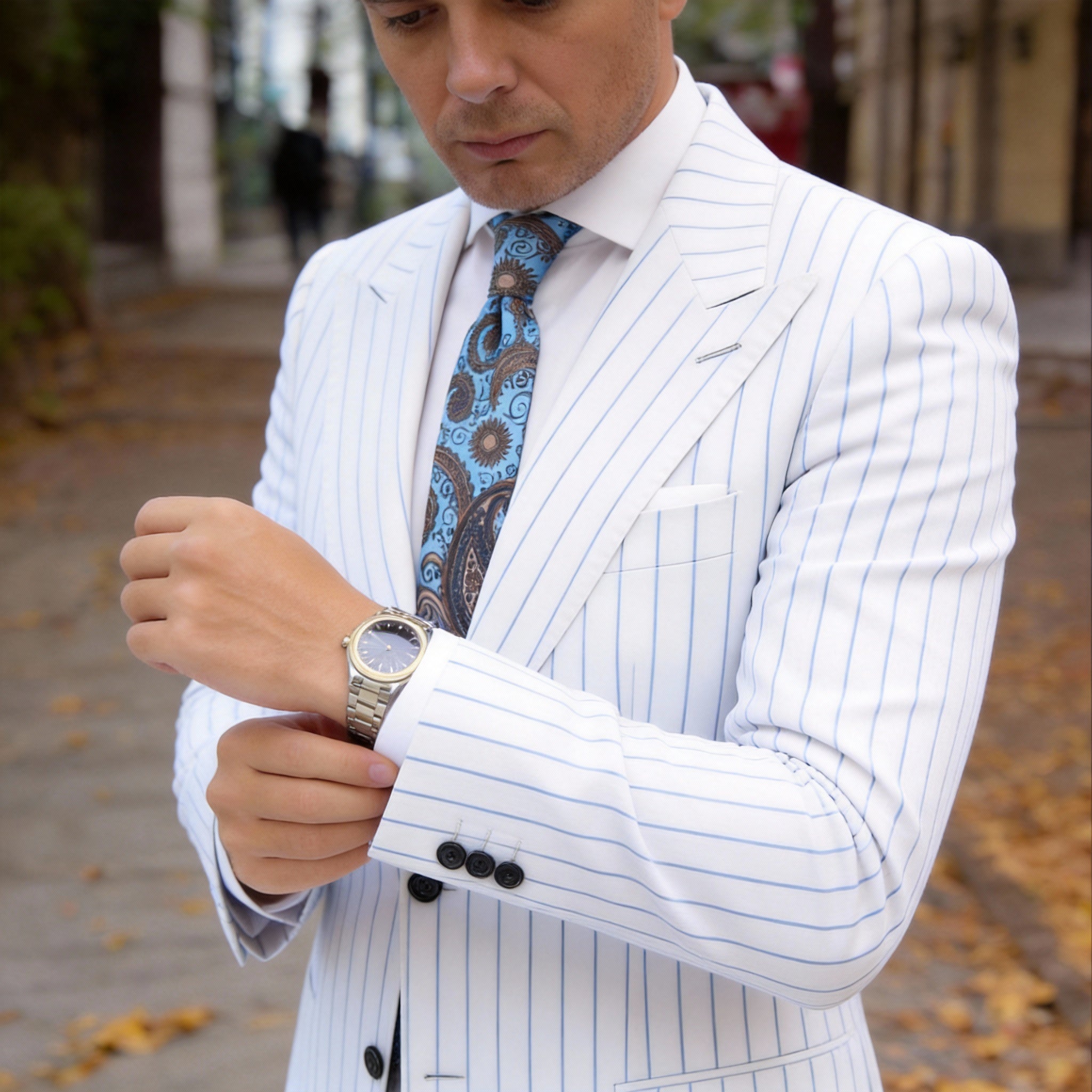 Blue With Brown Paisley Necktie