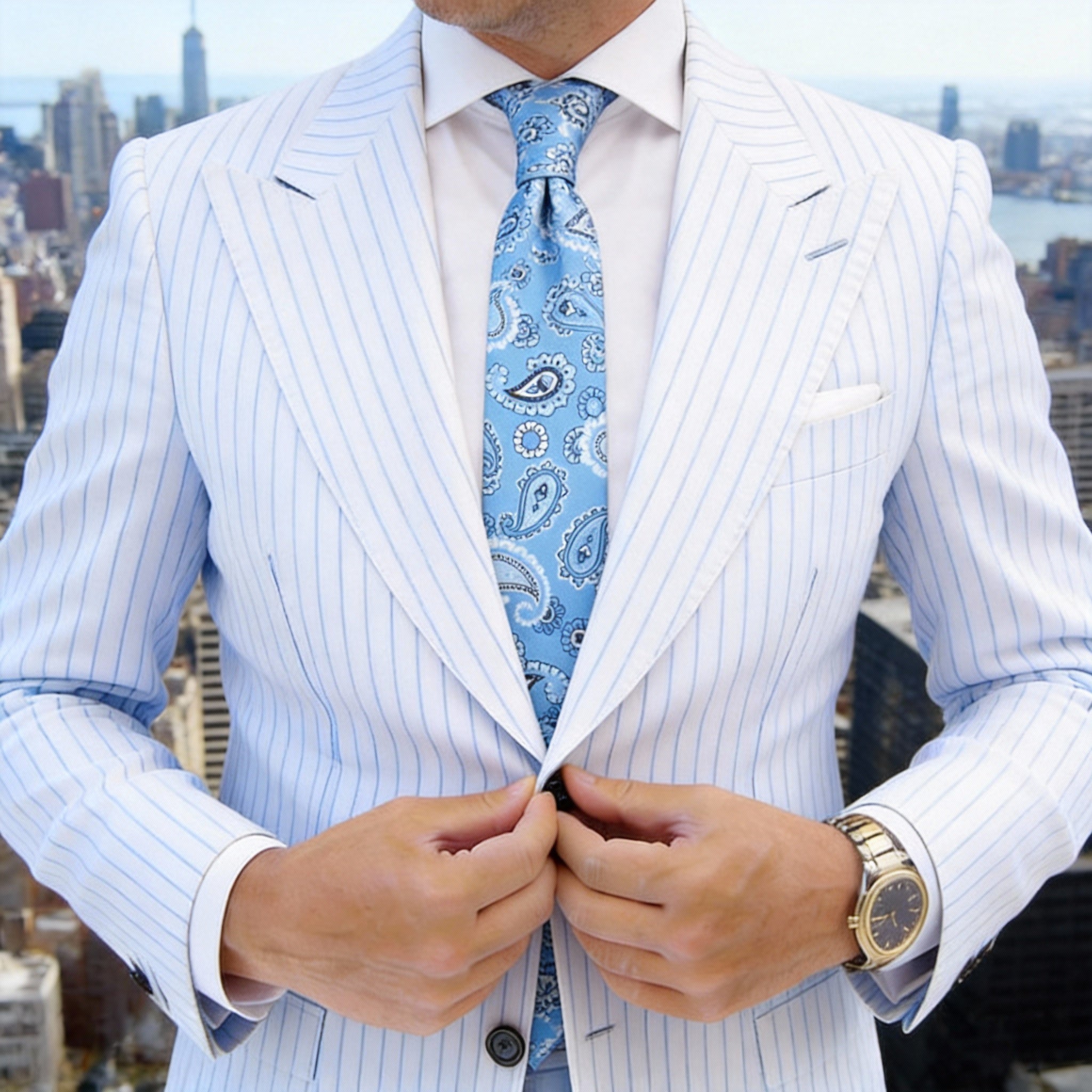 Light Blue with Blue Paisley Necktie