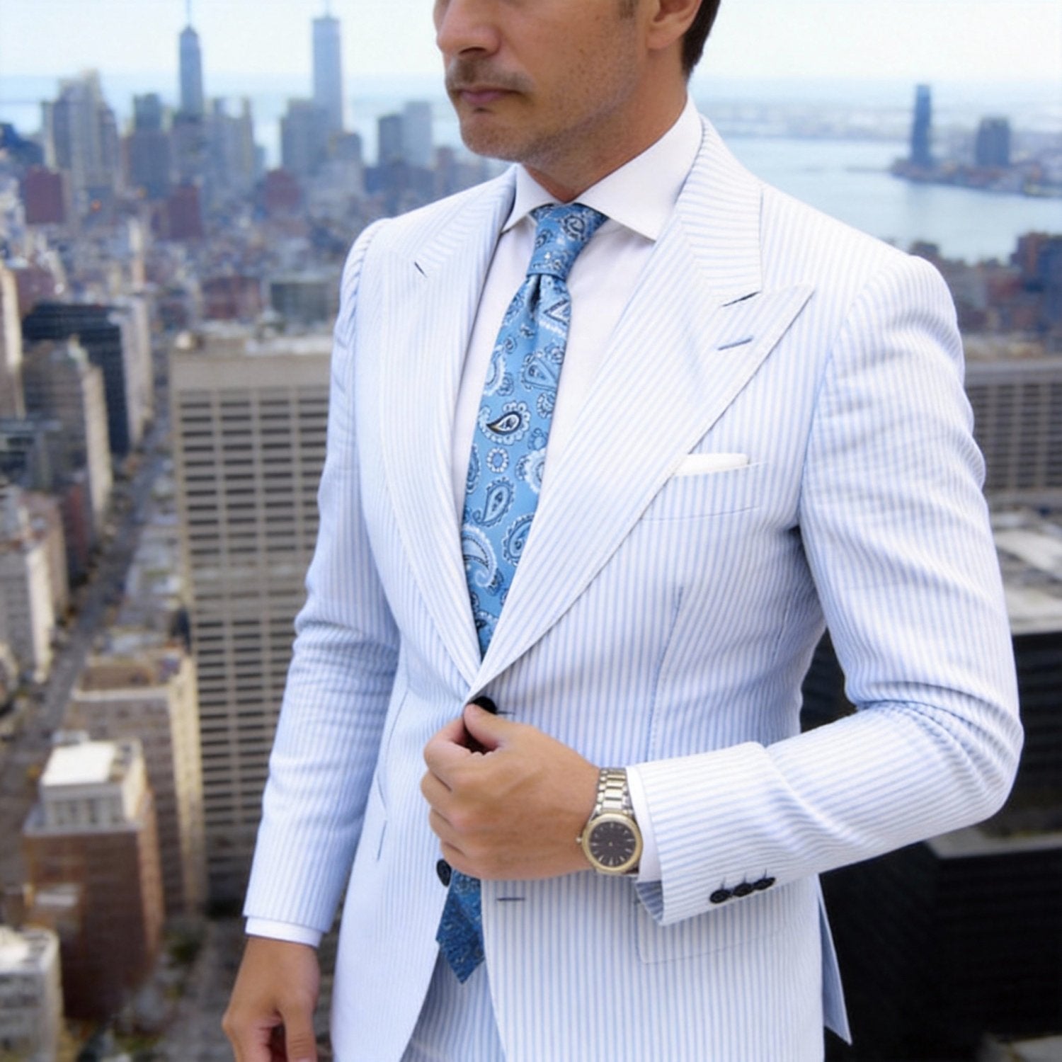 Light Blue with Blue Paisley Necktie