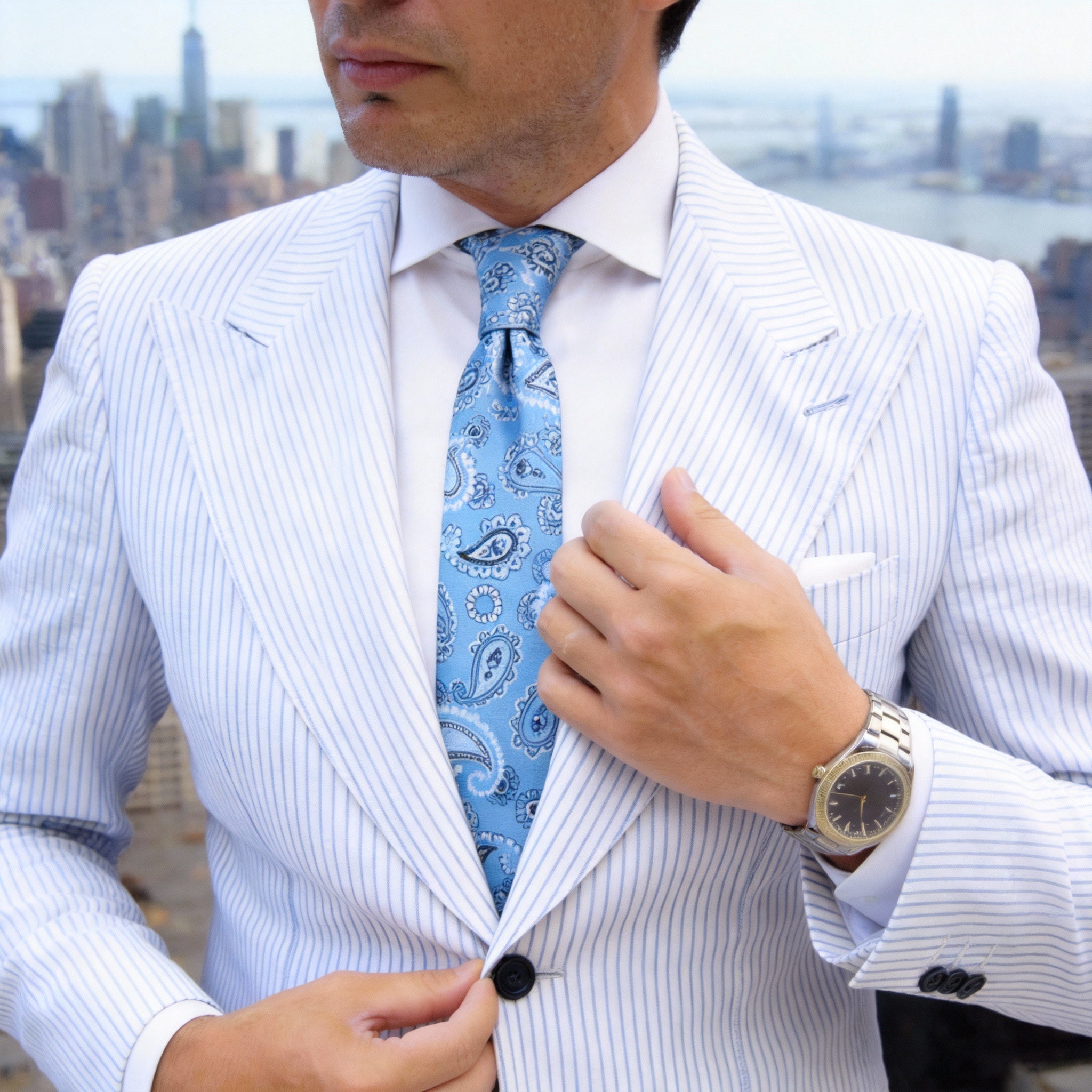 Light Blue with Blue Paisley Necktie