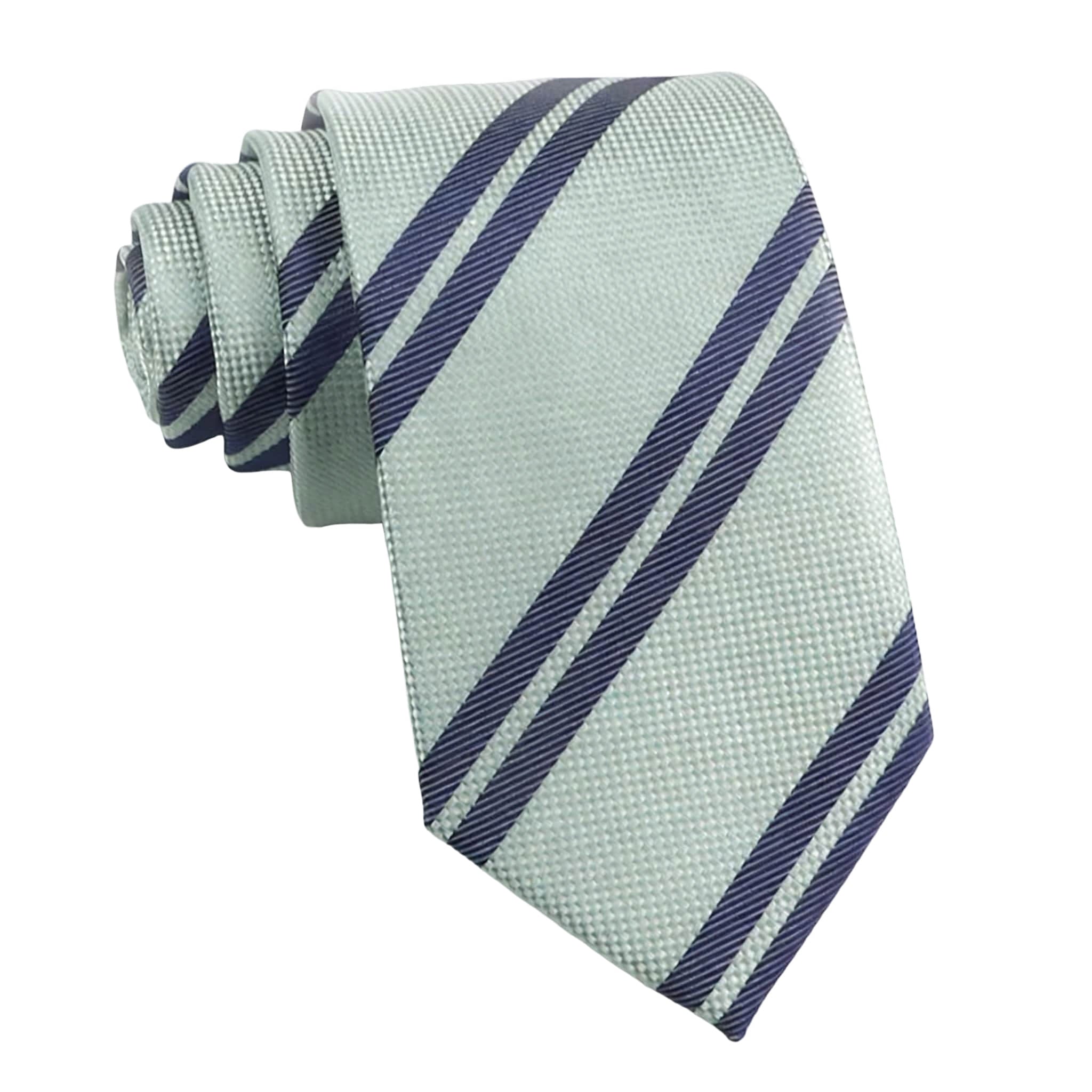 Pale Green Navy Striped Necktie