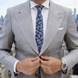 Blue With Pink Light Blue Paisley Necktie