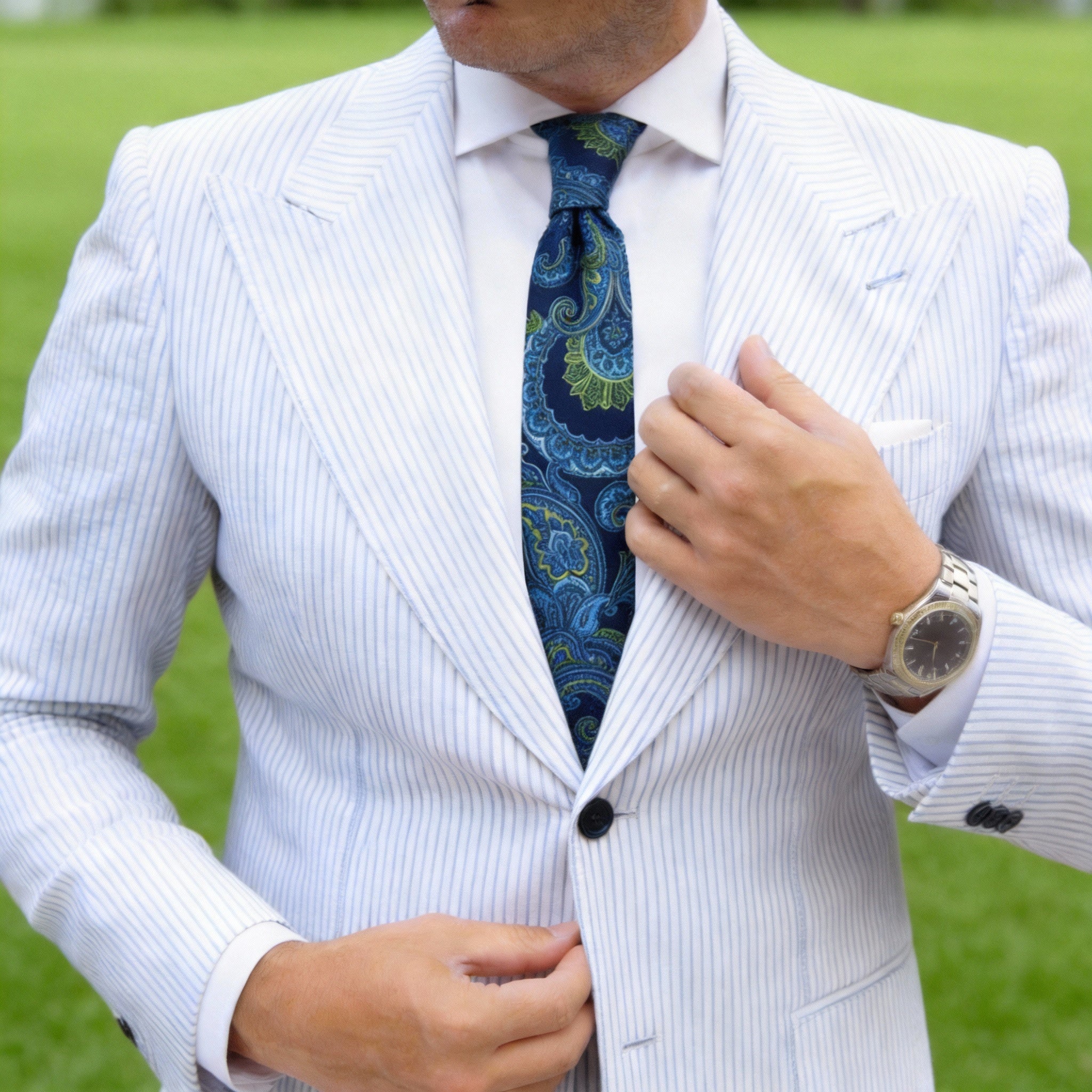 Navy With Yellow & Blue Paisley Necktie