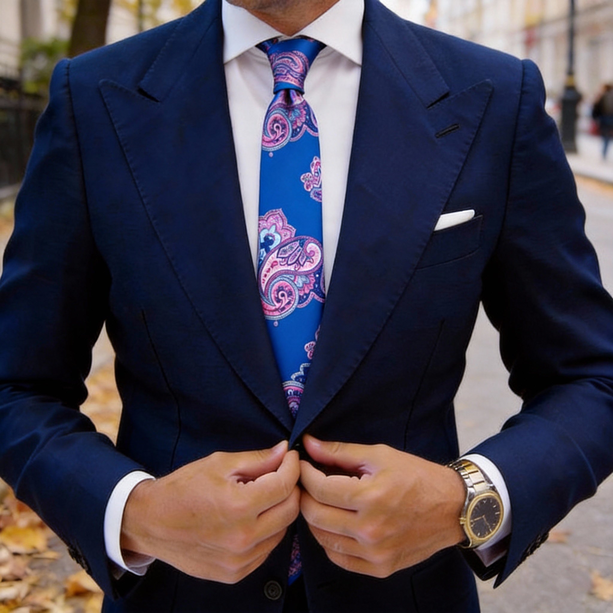 Blue With Pink Paisley Necktie