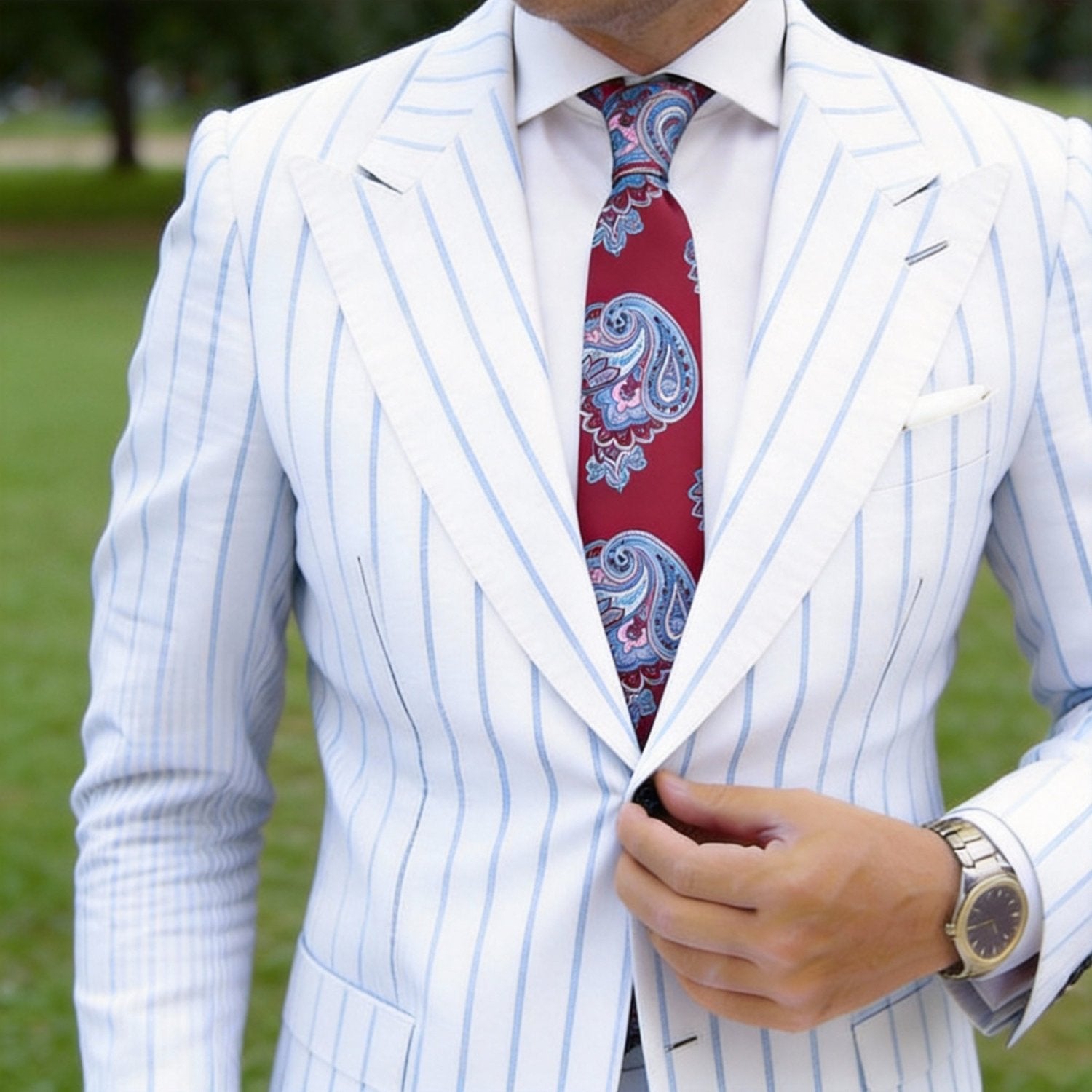 Red With Blue Paisley Necktie
