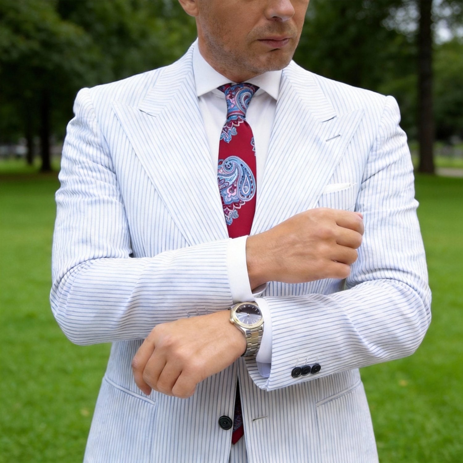 Red With Blue Paisley Necktie