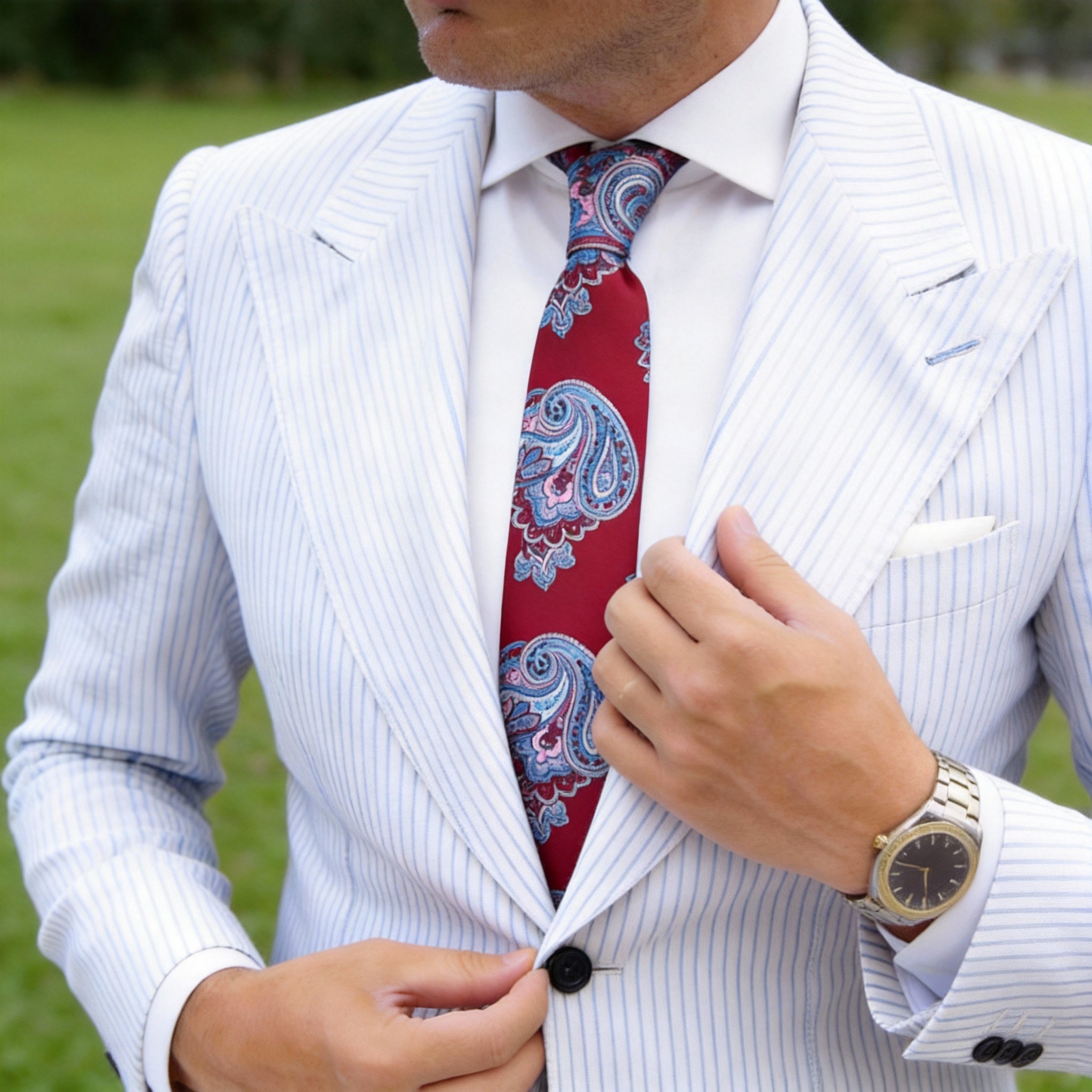 Red With Blue Paisley Necktie