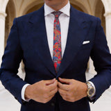 Red With Blue And Orange Paisley Necktie