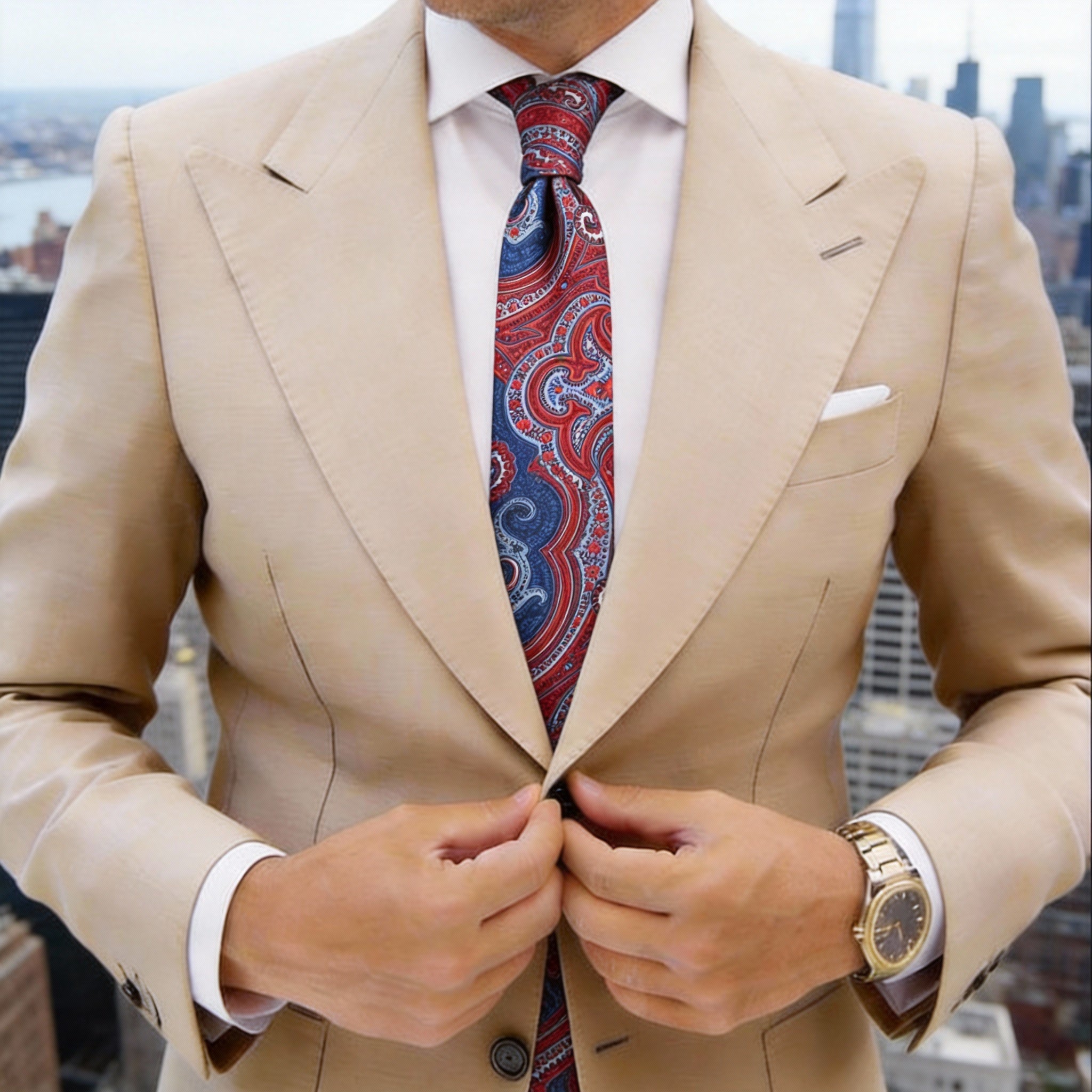 Red With Blue Paisley Necktie