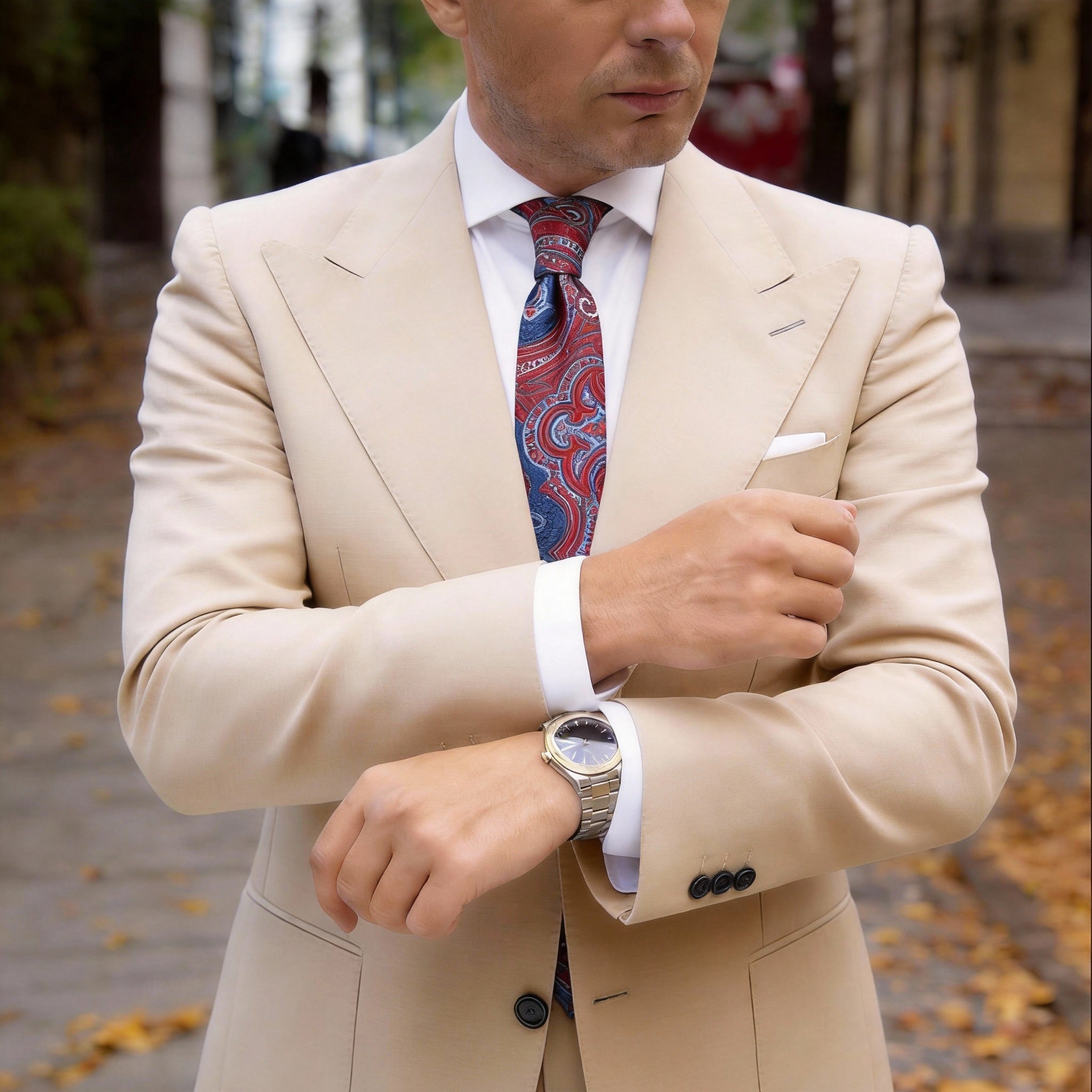 Red With Blue Paisley Necktie