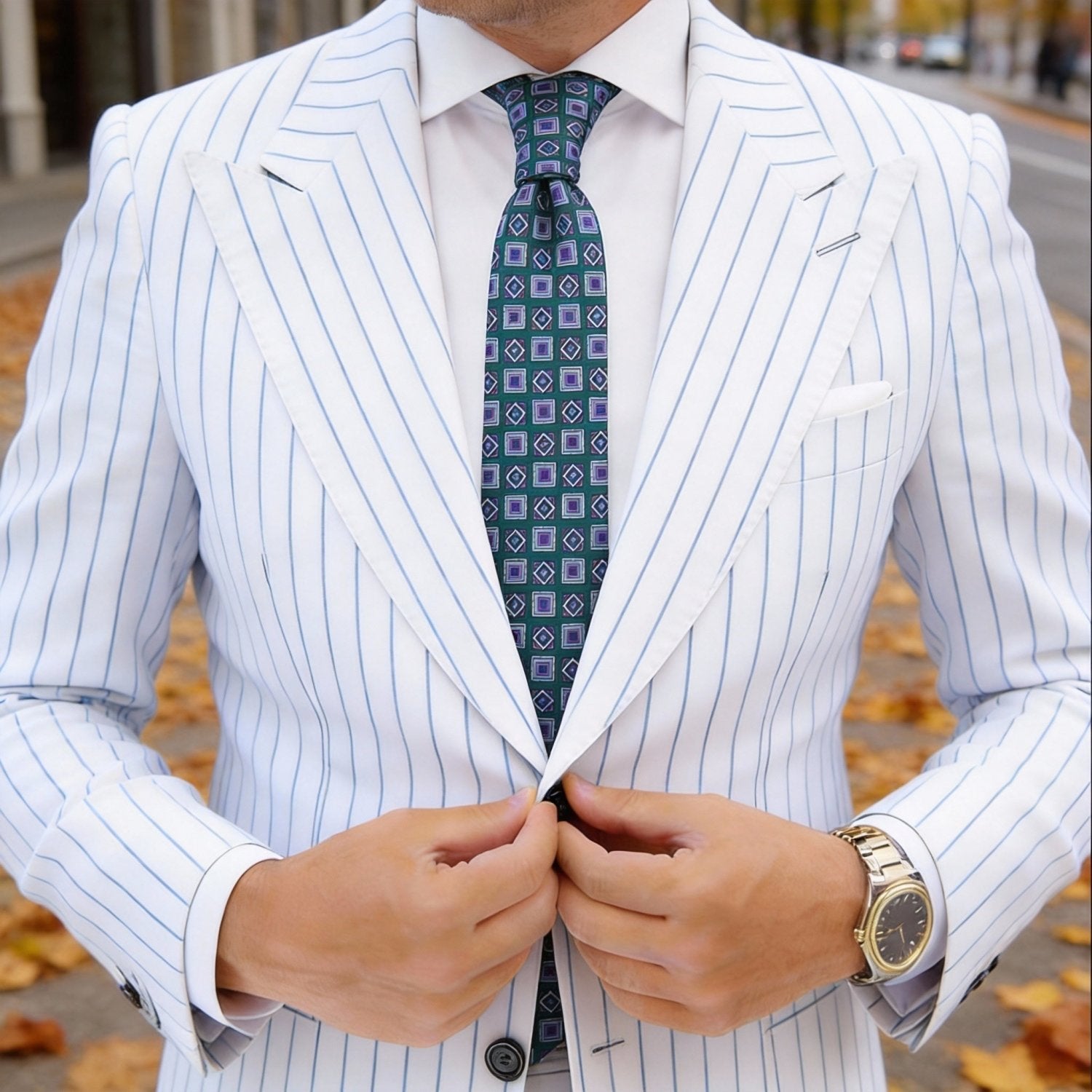 Teal with Purple Square Necktie