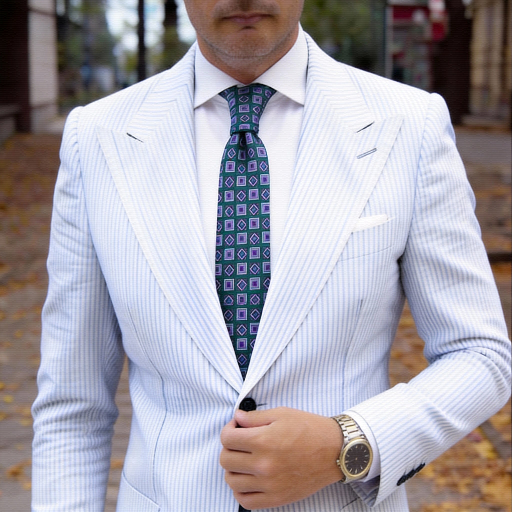 Teal with Purple Square Necktie